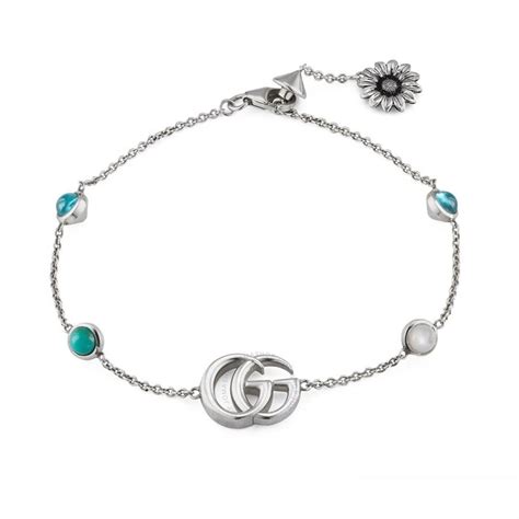 Gucci Marmont Double G Silver Flower Bracelet 